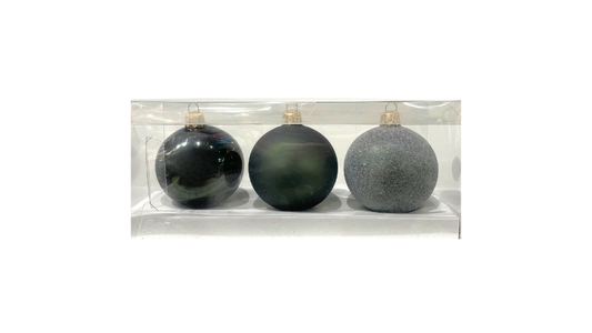 Set of 3 Dark Green Christmas Ornaments
