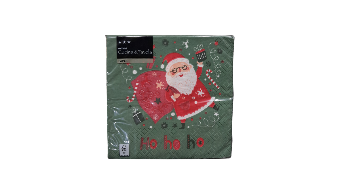 Holiday Elegance-Green Christmas Napkins with Santa