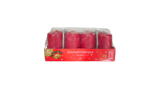 Set of 8 Christmas Candles - Red