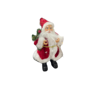 Small Santa Claus Christmas Plush Display / Ornament with green