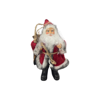 Small Santa Claus Christmas Plush Display / Ornament with brown