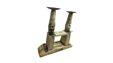 Candle Holder Wood and Steel Medium