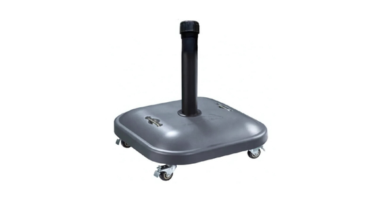Concrete Square Grey Parasol Base with Wheels