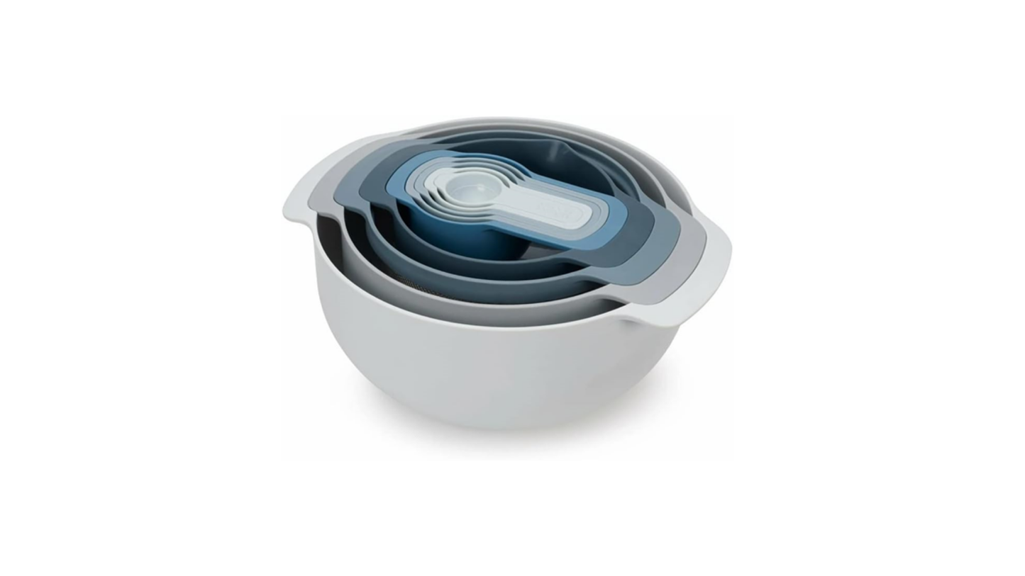 9 Nesting Set with Mixing Bowls Measuring Cups Sieve Colander By Joseph Joseph