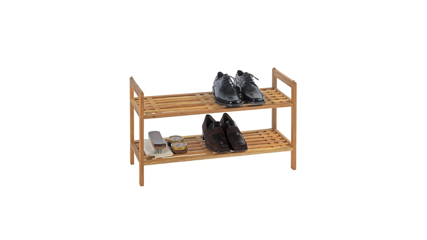 Shelving system Norway with 2 shelves solid walnut wood By Wenko.de