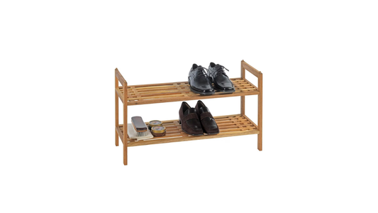 Shelving system Norway with 2 shelves solid walnut wood By Wenko.de