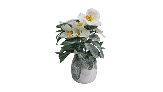 Ceramic Vase with Snow Small Flowers