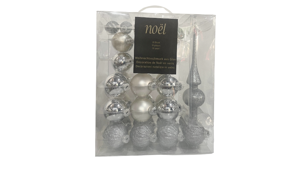39 Pcs Silver Christmas Ornaments