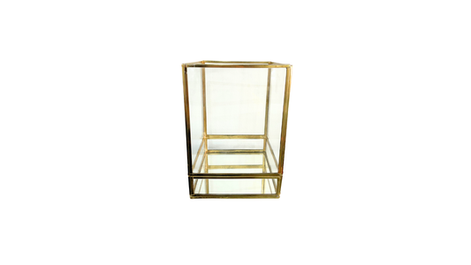 Festive Clear and Gold Vase/Box with Mirror-M