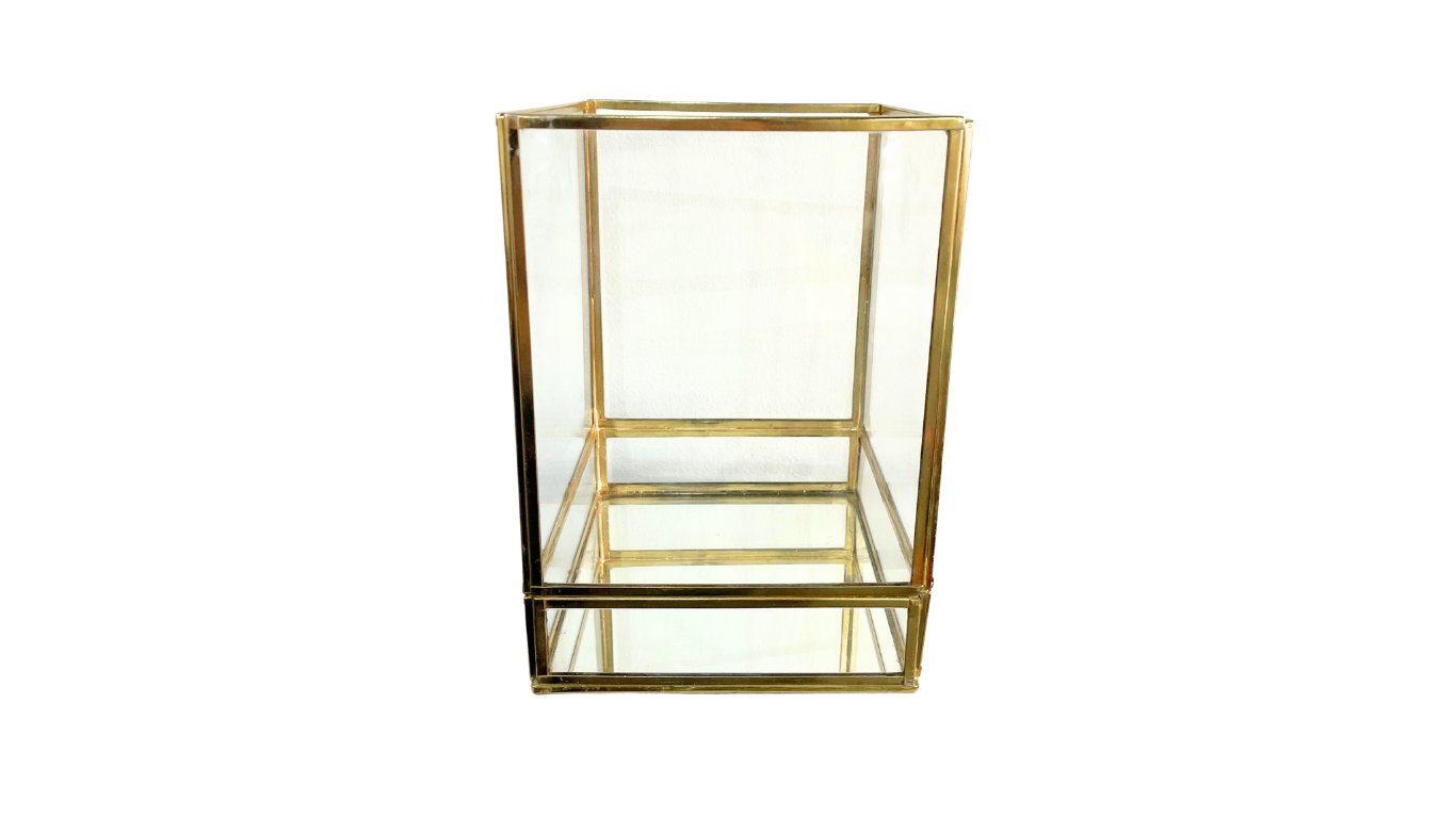 Festive Clear and Gold Vase/Box with Mirror - L