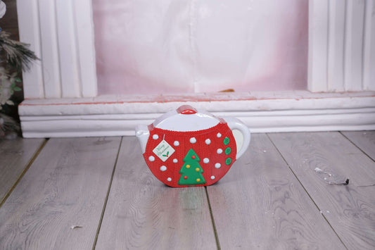 Christmas Tea Pot Tin Box