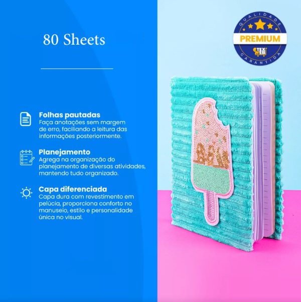 Notebook with Lined Notepad A5 Plush Cover Cuteness 80 Sheets