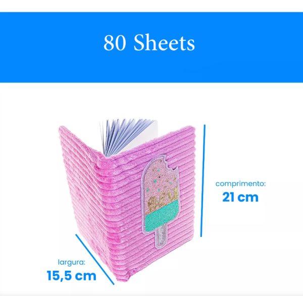 Notebook with Lined Notepad A5 Plush Cover Cuteness 80 Sheets