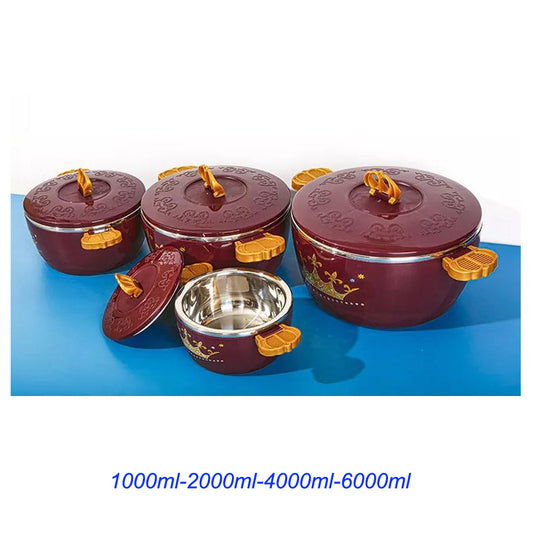 Set of 4 Round Thermal Insulating Pots for Food Storage