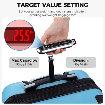 Constant, Luggage Scale, 50KG Luggage Weight Scale Digital Suitcase Scale with Hook