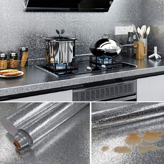 Waterproof Peel and Stick Oil-Proof Self Adhesive Aluminum Foil 60x200cm