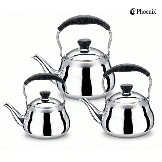Phoenix 3-Pcs Stainless Steel Teapots – Black