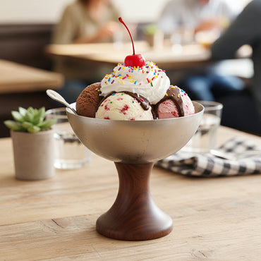 1-Pcs Stainless Steel Bowl with Fork for Ice Cream & Dessert