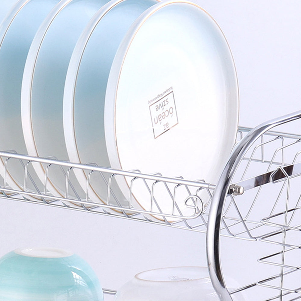 Binca 3-Tier Dish Drainer Rack – Silver – 55cm