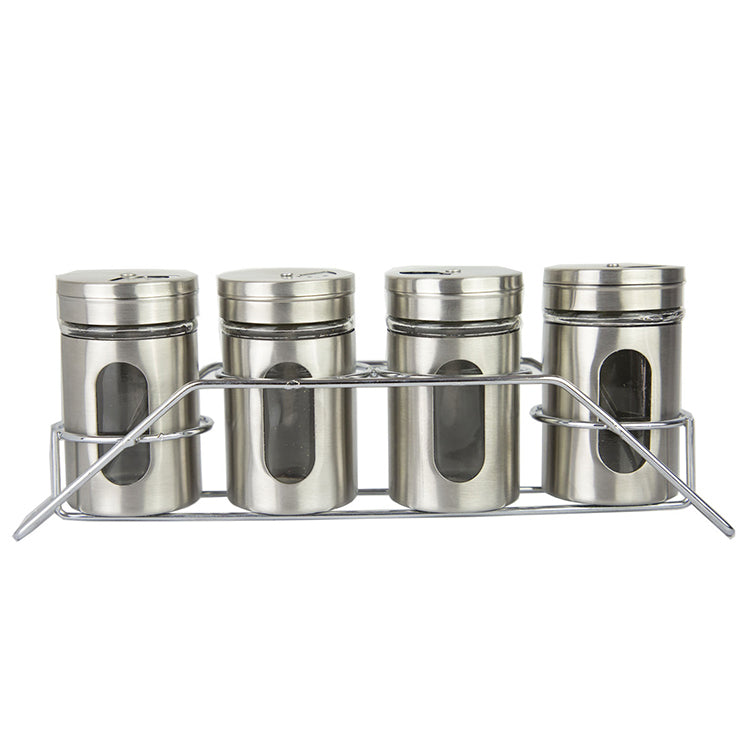 4-Pcs Stainless Steel Glass Spice Rack Set -100ml #CB-TWJ20