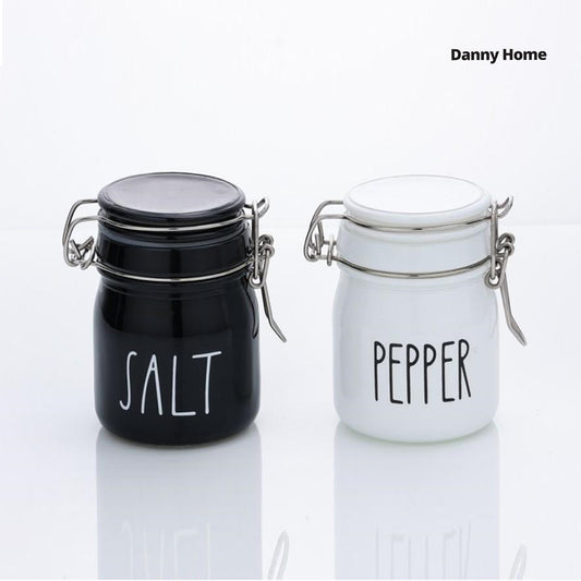 Danny Home 2-Pcs Salt & Pepper Glass Jar Storage – 190ml
