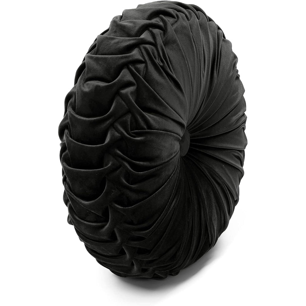 Danny Home 40-cm Round Sofa Cushion Black Color Velvet Home Decor