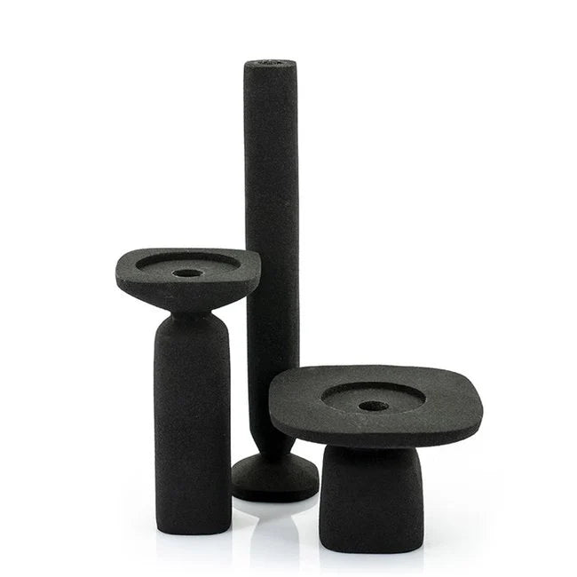 Candle Holder Squand Beige – Black – by By-Boo
