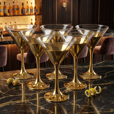 6-Pcs Elegant & Smooth Beverages Cocktail Glass – Gold 160ml #2846