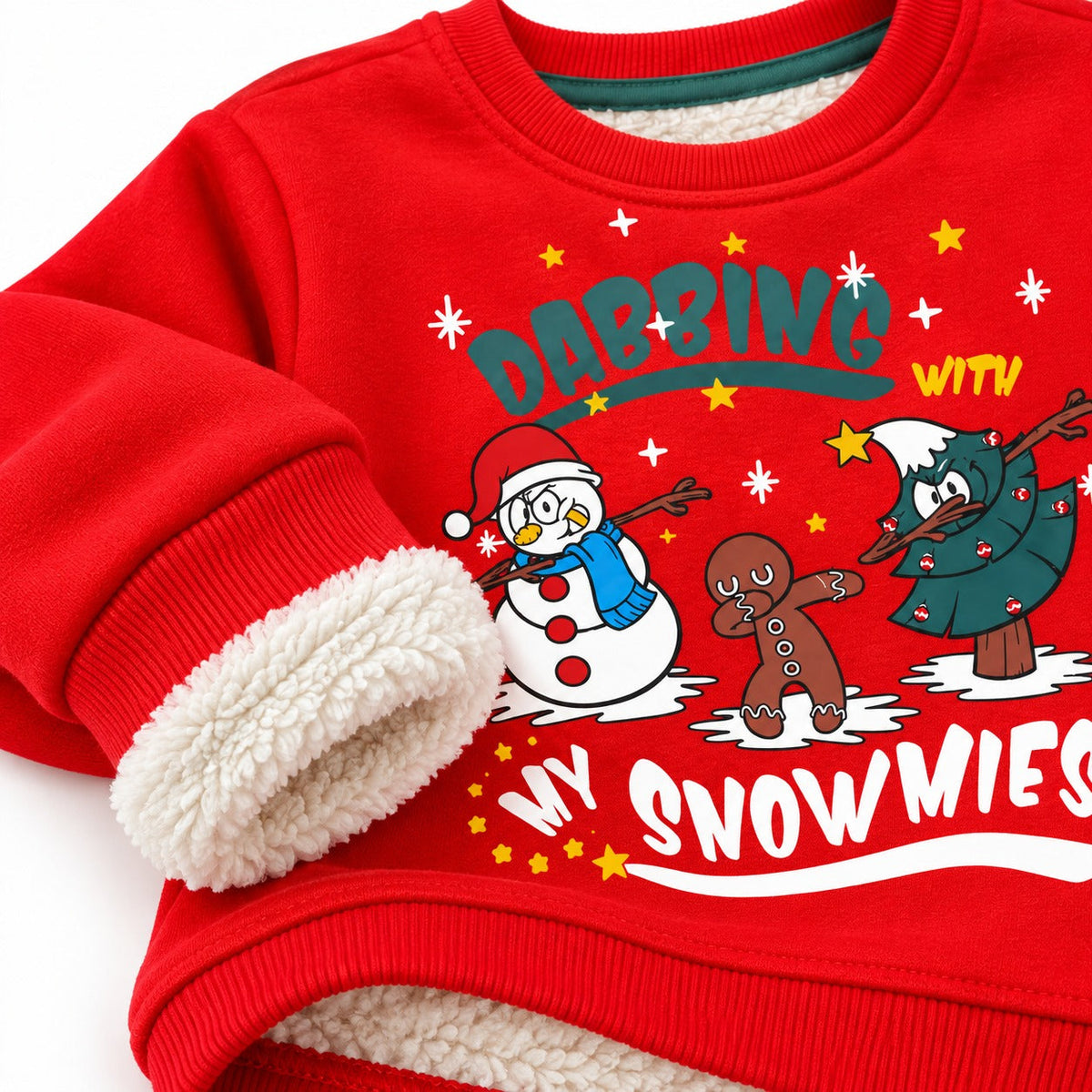 KIDS Christmas Fleece-Lined Dabbing Sweatshirt – Red