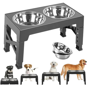 Raised Dog Bowls – 3 Height Adjustable Stand