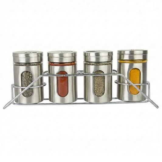 4-Pcs Stainless Steel Glass Spice Rack Set -100ml #CB-TWJ20