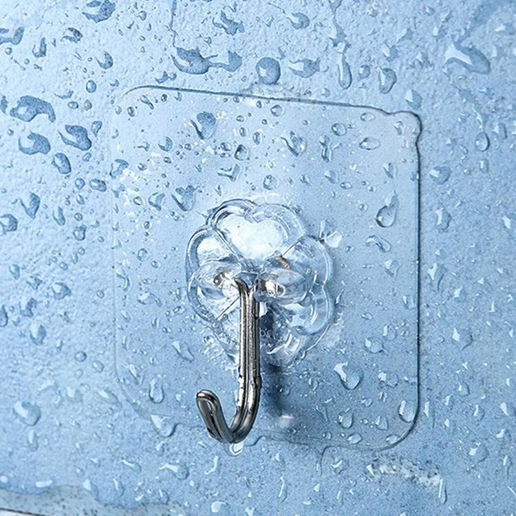 10-Pcs Heavy Duty Waterproof Transparent Adhesive Stainless-Steel Hooks 5.5cm (Load Up to 2-3 Kg)