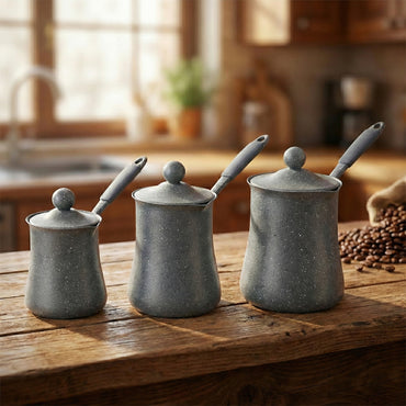 Phoenix 3-Pcs Granite-Coated Coffee Pots – Grey