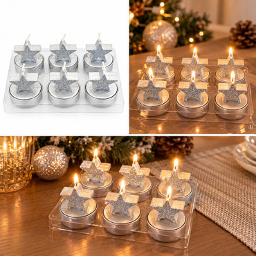Migros Silver Star Christmas Candles – Set of 6