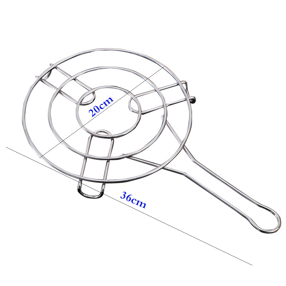 20-cm Stainless Steel Round Kitchen Hot Pot Stand with Handle Heat Resistance Stand