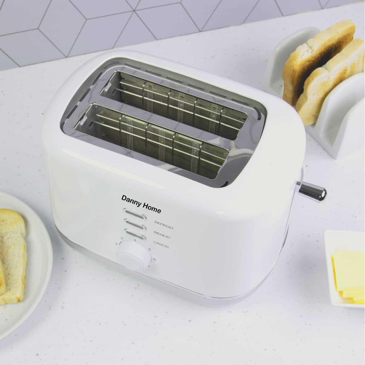 Danny Home White Two Slice Toaster 27cm