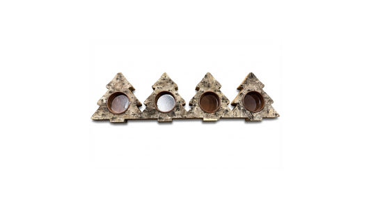 HolidayElegance-Set of 3 Rustic Wooden Tree -Light Holder