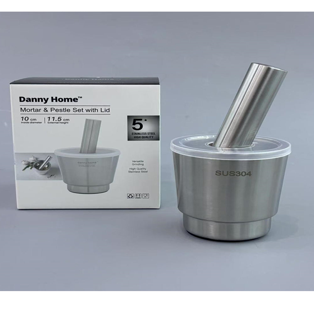 Danny Home Stainless Steel Mortar & Pestle Set with Lid