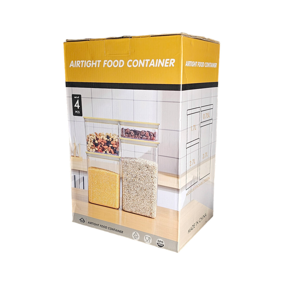 4-Pieces Plastic Food Storage Containers with Bamboo Lid Set
