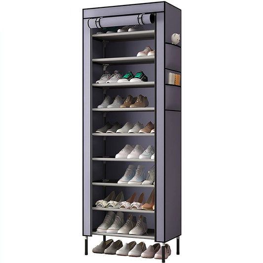 10-Tier Extra Thicken Poles Shoe Rack Stand With Cover #8858-10