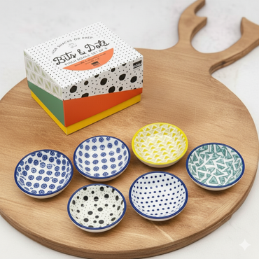 Danny Home 6-Pcs Small Round Bohemian Design Flavour Dish Set
