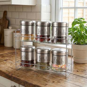 6-Pcs Stainless Steel Glass Seasoning Rack Set – 400ml #CB-TWJ12