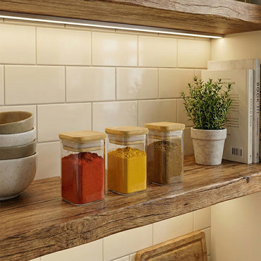 Clear Borosilicate Glass Storage Jar With Bamboo Lid 270-ml #XZ-F0002