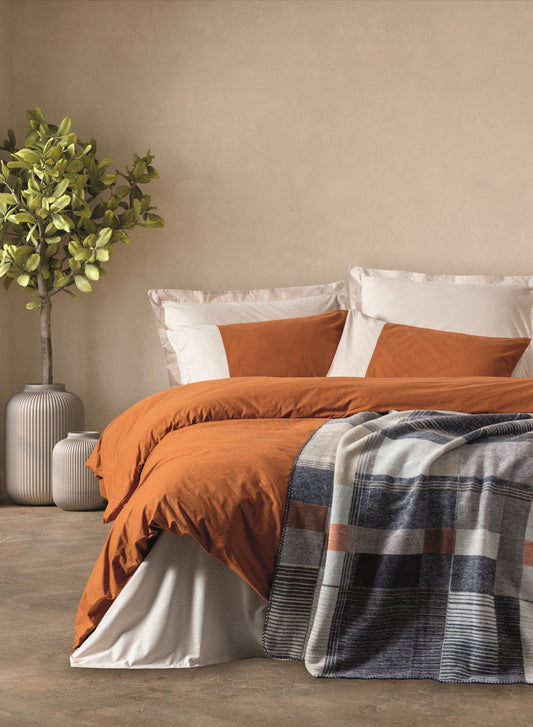 Single size Cotton Blanket with Duvet Cover Set Cinnamon