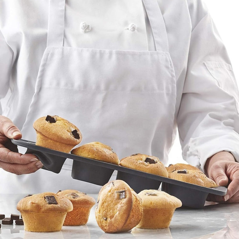 Danny Home High Quality Silicone Muffin Baking Pan & Cupcake Tray 12 Cup 39.8cmx26.5cmx3.5cm