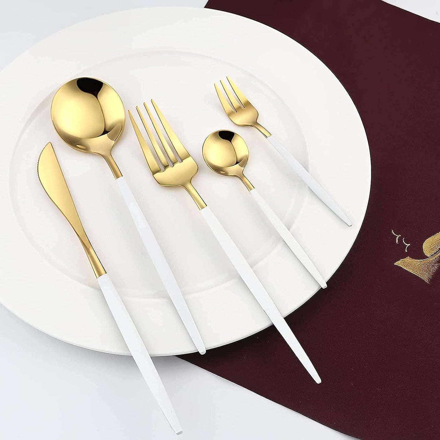 Stainless Steel Cutlery Set White Gold 30-Piece