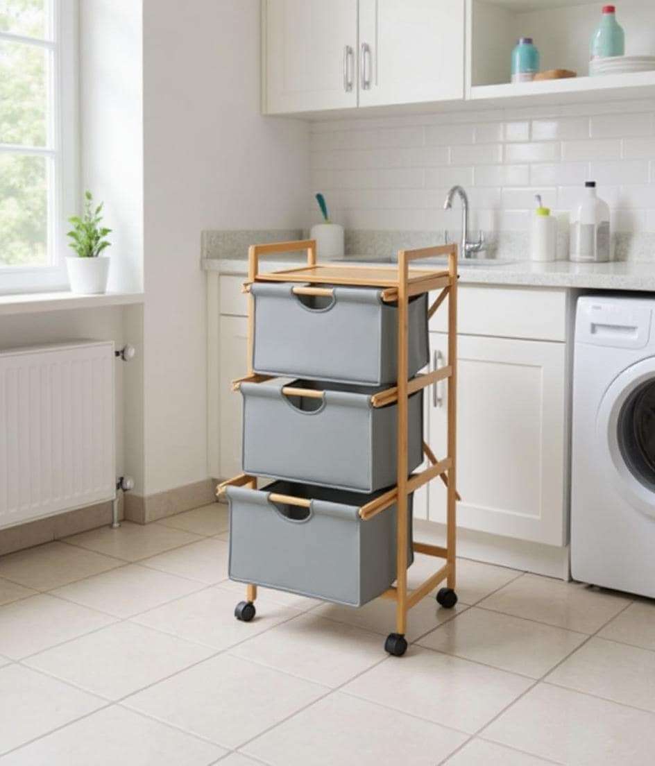Laundry/Kitchen Trolley with 3 Removable Baskets by Wenko