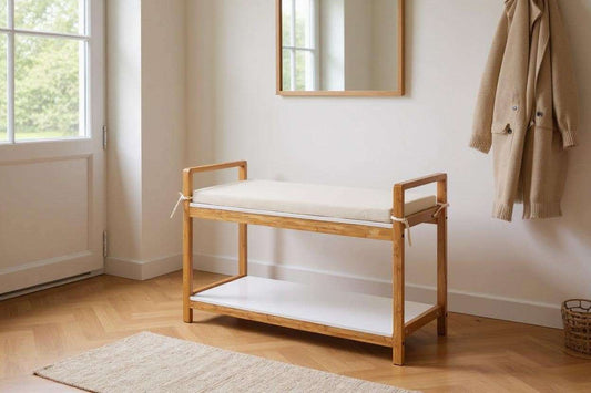 Acina Bamboo Shoe Bench with Cushion by Wenko