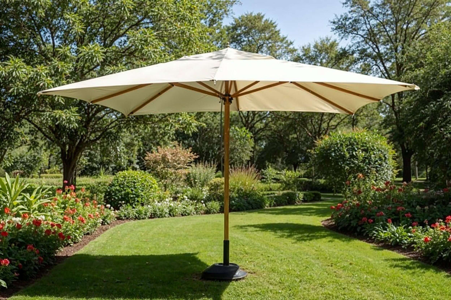 Parasol Bergamo Eucalyptus Wood Taupe Color 3x3m