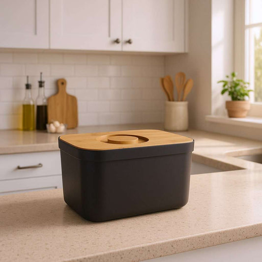 Bread Bin with cutting board black By Joseph Joseph